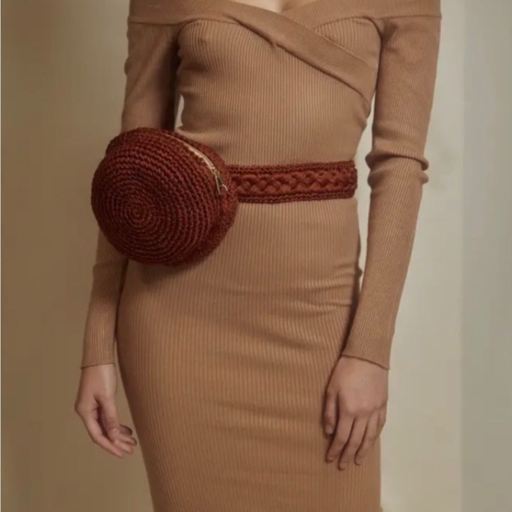 Casalima Beige Woven Circle Crossbody Bag